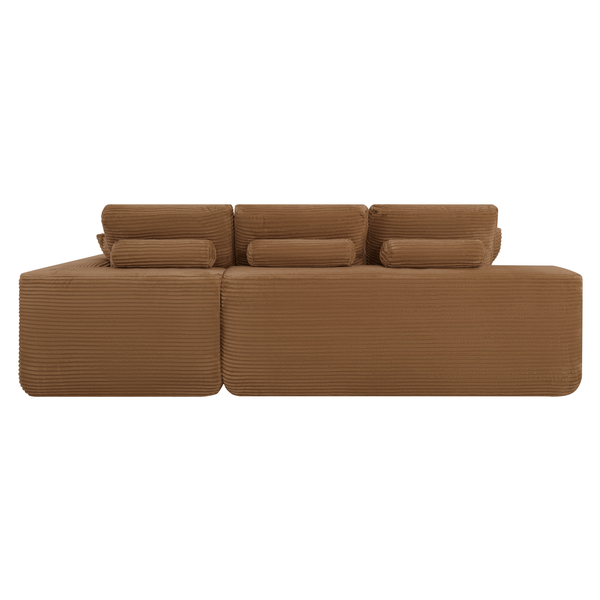 Ecksofa Lazy Samt Cordstoff Ockergelb Right