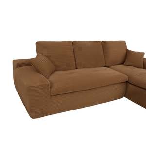 Ecksofa Lazy Samt Cordstoff Ockergelb Right