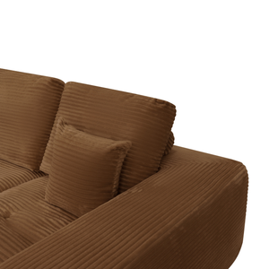 Ecksofa Lazy Samt Cordstoff Ockergelb Right