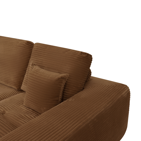 Ecksofa Lazy Samt Cordstoff Ockergelb Right