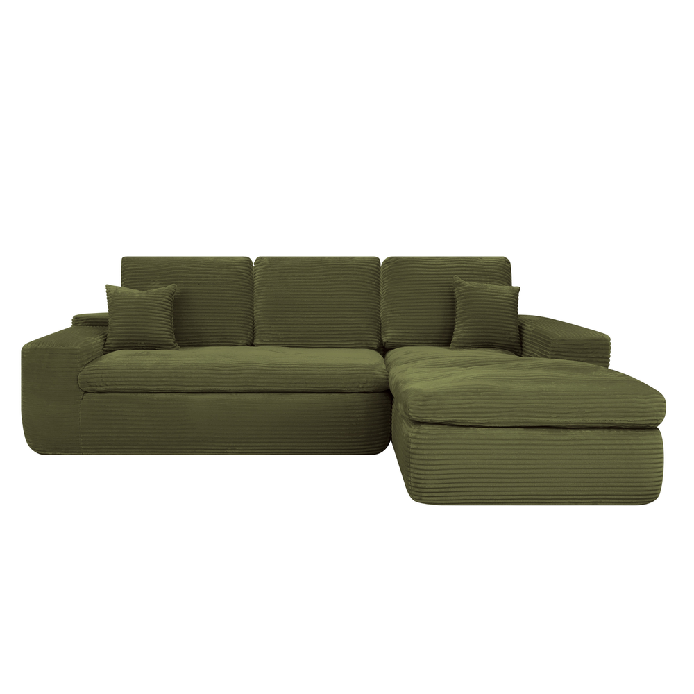 Ecksofa Lazy Samt Cordstoff Grün Right