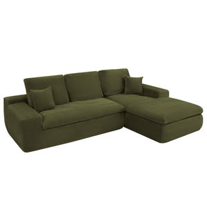 Lazy Hoekbank Velvet Ribstof Groen Rechts
