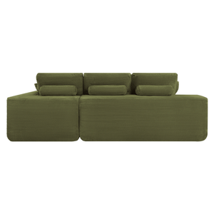 Lazy Hoekbank Velvet Ribstof Groen Rechts