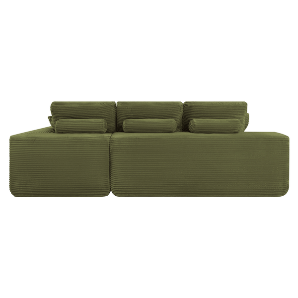 Lazy Hoekbank Velvet Ribstof Groen Rechts