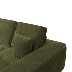 Lazy Hoekbank Velvet Ribstof Groen Rechts