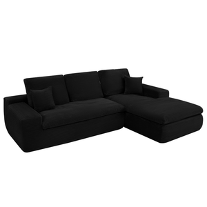 Ecksofa Lazy Samt Cordstoff Schwarz Right