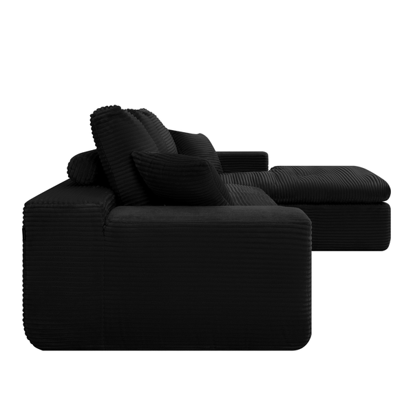 Ecksofa Lazy Samt Cordstoff Schwarz Right