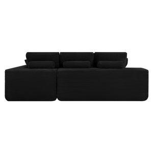 Ecksofa Lazy Samt Cordstoff Schwarz Right