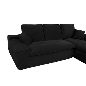 Ecksofa Lazy Samt Cordstoff Schwarz Right