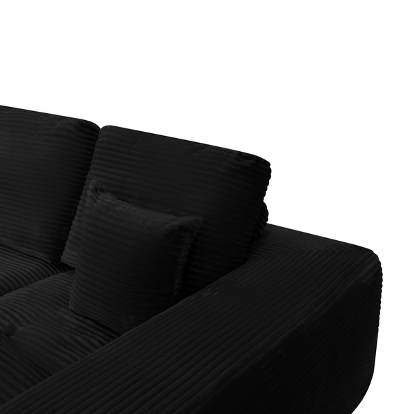 Ecksofa Lazy Samt Cordstoff Schwarz Right