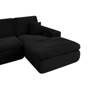 Ecksofa Lazy Samt Cordstoff Schwarz Right