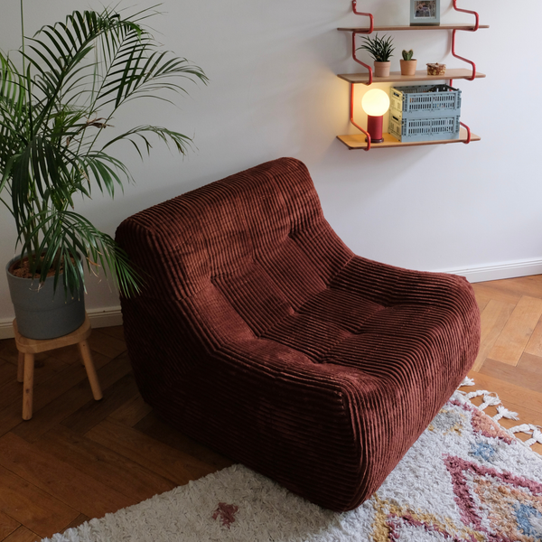 Armchair Rave Corduroy Copper Burgundy