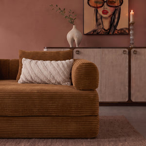 Sleeping Sofa Joy 2 Persons Corduroy Ochre Yellow