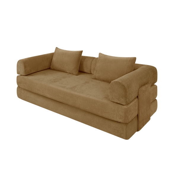 Canapé-Lit Joy 2 Places Chenille Jaune Ocre