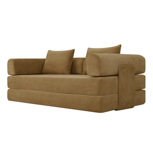 Canapé-Lit Joy 2 Places Chenille Jaune Ocre