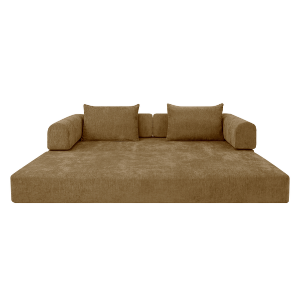 Canapé-Lit Joy 2 Places Chenille Jaune Ocre