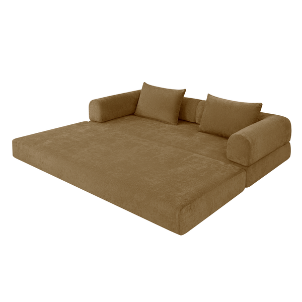 Canapé-Lit Joy 2 Places Chenille Jaune Ocre