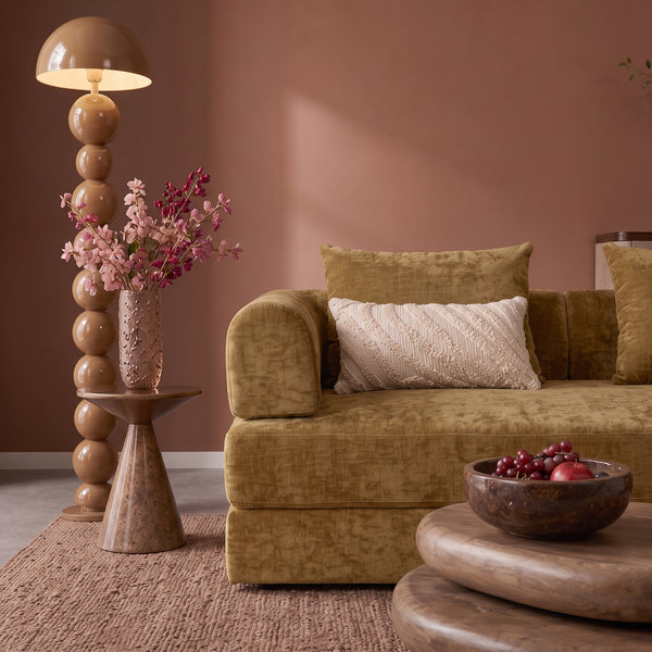 Sleeping Sofa Joy 2 Persons Chenille Ochre Yellow