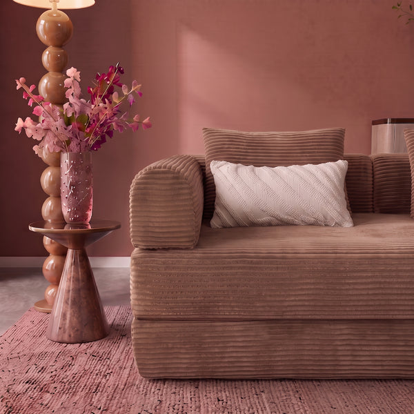 Sleeping Sofa Joy 2 Persons Corduroy Terracotta/Pink