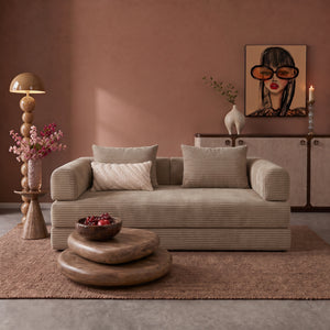 Sleeping Sofa Joy 2 Persons Corduroy Taupe