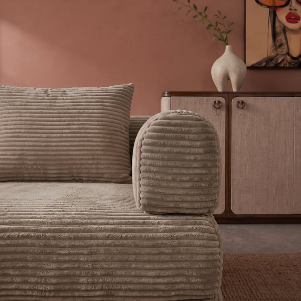Sleeping Sofa Joy 2 Persons Corduroy Taupe