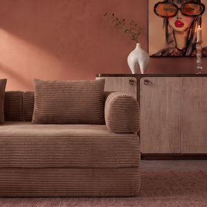 Sleeping Sofa Joy 2 Persons Corduroy Terracotta/Pink