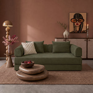 Sleeping Sofa Joy 2 Persons Chenille Sage Green