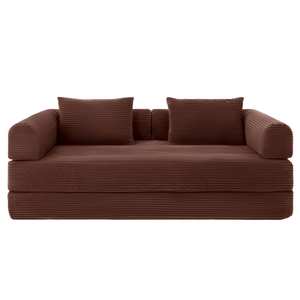 Sleeping Sofa Joy 2 Persons Corduroy Copper Burgundy