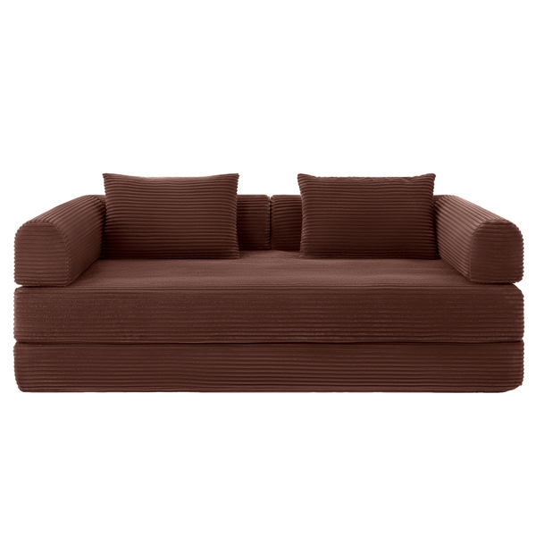 Sleeping Sofa Joy 2 Persons Corduroy Copper Burgundy