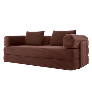 Sleeping Sofa Joy 2 Persons Corduroy Copper Burgundy