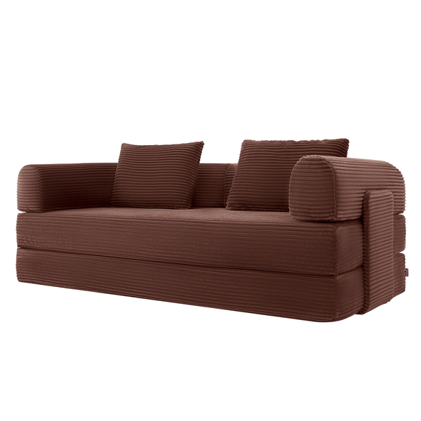 Sleeping Sofa Joy 2 Persons Corduroy Copper Burgundy