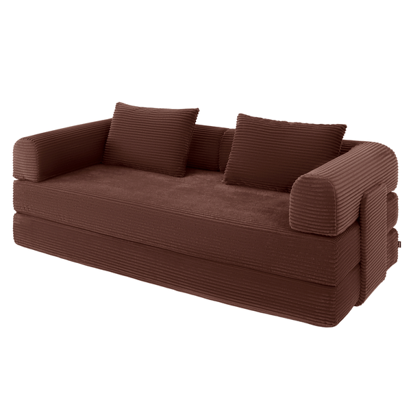 Sleeping Sofa Joy 2 Persons Corduroy Copper Burgundy