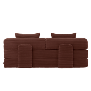 Sleeping Sofa Joy 2 Persons Corduroy Copper Burgundy