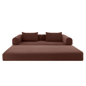 Sleeping Sofa Joy 2 Persons Corduroy Copper Burgundy