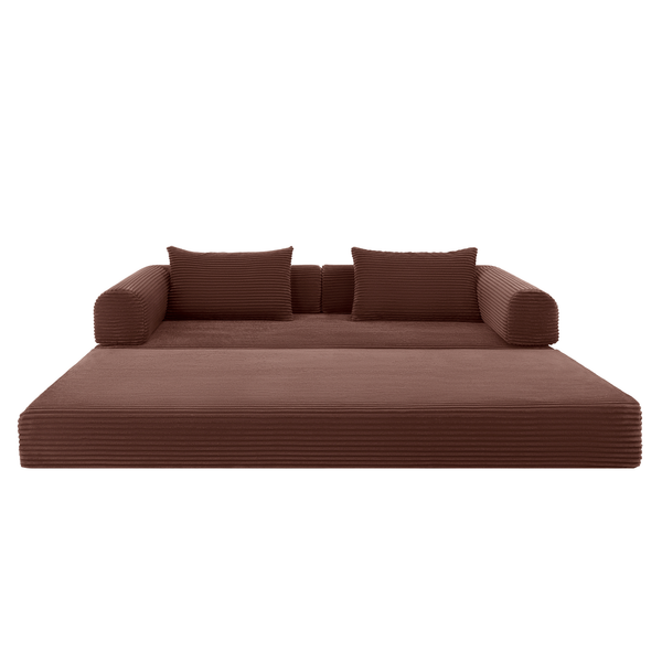 Sleeping Sofa Joy 2 Persons Corduroy Copper Burgundy