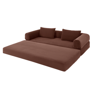 Sleeping Sofa Joy 2 Persons Corduroy Copper Burgundy