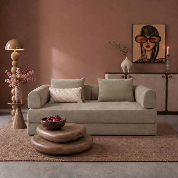 Sleeping Sofa Joy 2 Persons Chenille Taupe